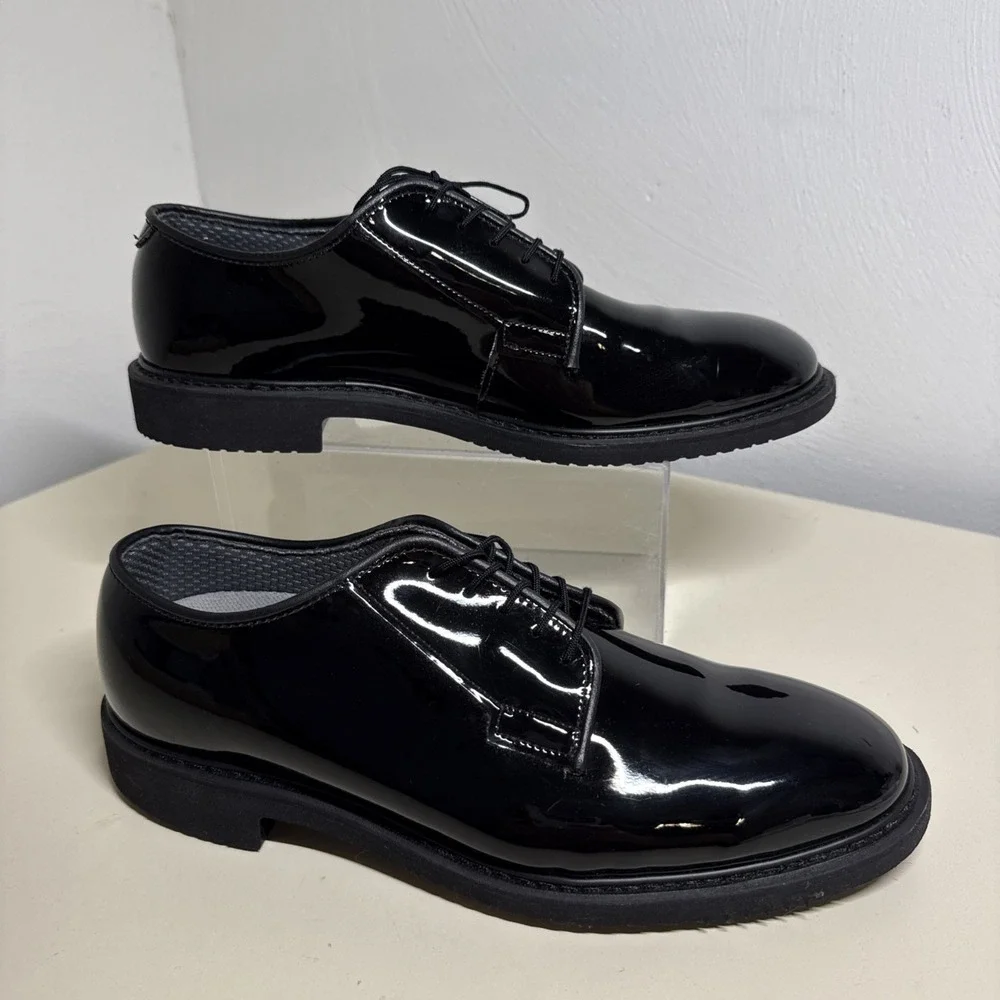 Bates Shoes Mens Size 9D Black E00942 Derby Dress Patent Oil & Slip Resistant